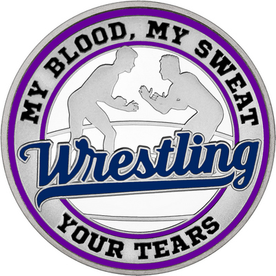 Navy Blue "Wrestling" with Purple Outer Circular Borders